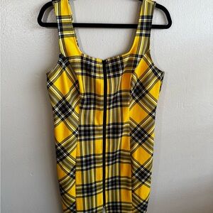 Yellow Plaid Sleeveless Dress